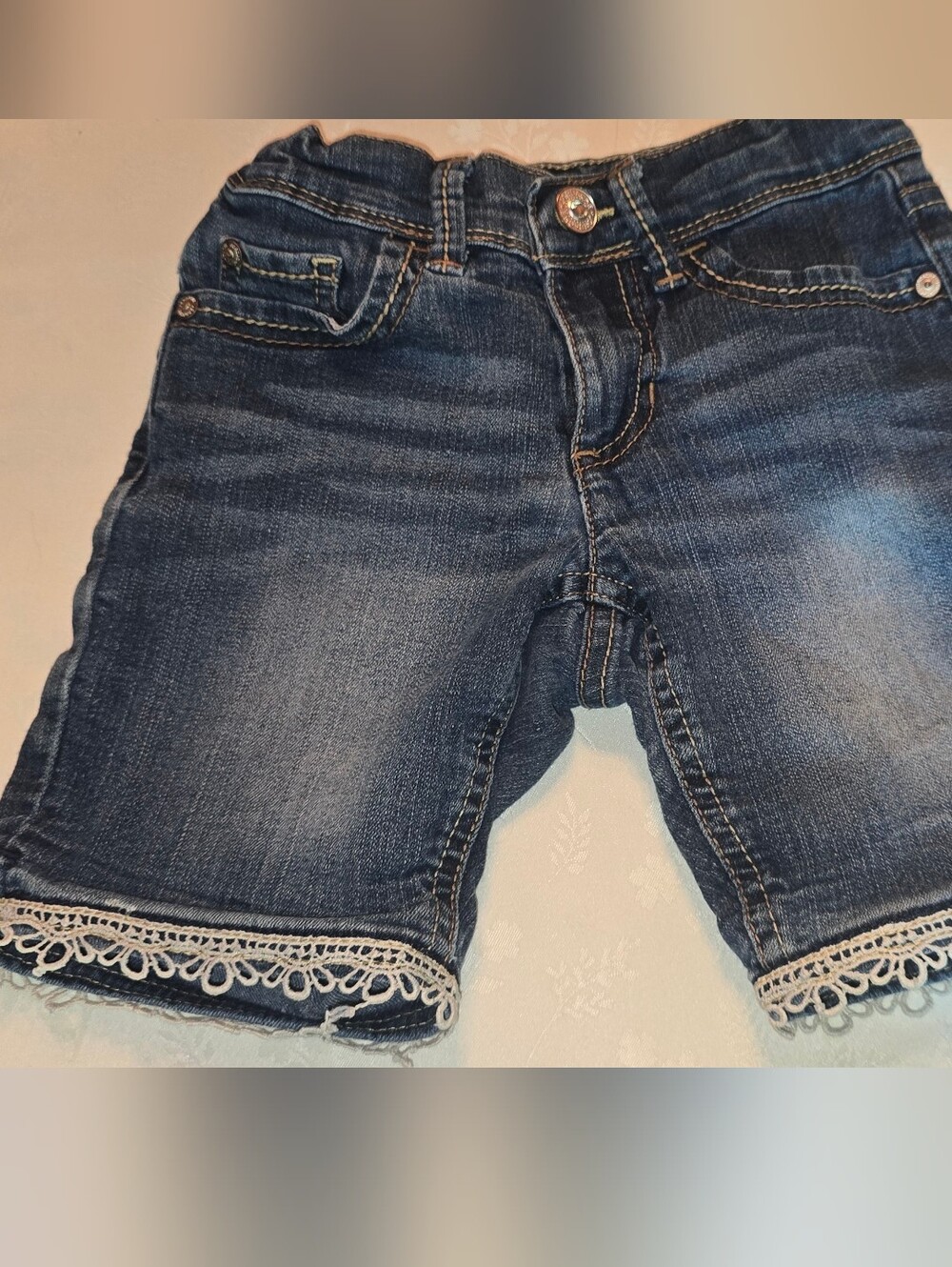 Jordache‎ Girls Denim Bermuda Shorts with Lace Trim Size 7